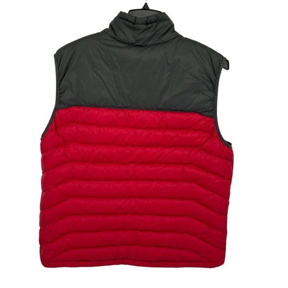 Men's Two toned Red Grey Eddie Bauer Down Puffer Full Zip Vest Jacket Size Large - Picture 5 of 7